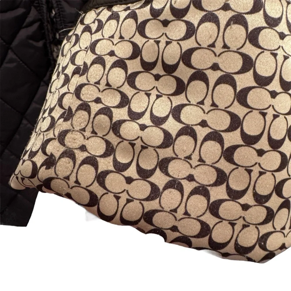 Coach Diamond Quilted Signature C Barn Puffer Jacket Equestrian Classic Brown XL